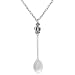 Art Attack Silvertone Antique Burnished Vintage Mini Tea Spoon Snuff Wonderland King Queen Crown Pendant Necklace