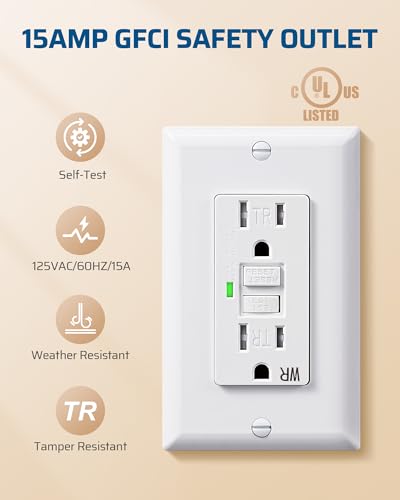 DEWENWILS 2-Pack GFCI Outlet 15Amp, WR, TR, LED Indicator, UL Listed - image 6