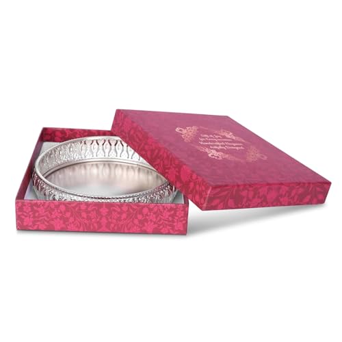 Image of German Silver Plated Round Decorative Tray - 6x6 Inch | Premium Pooja & Gift Tray for Diwali, Anniversary, Housewarming & Birthday | (Pack of 1)