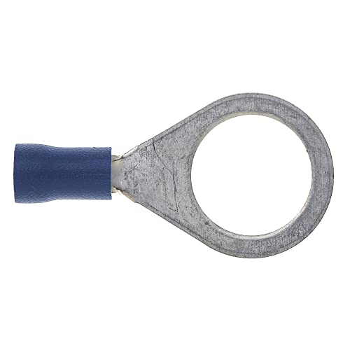Keple Ring Crimp Terminal - Pack of 100, Blue, 12mm, 16-14 AWG, 30A, Tinned Copper, Insulated Ring Wire Terminals - Image 4
