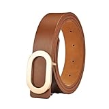 Damen Ledergürtel mit runder Schnalle, khaki, 105 cm