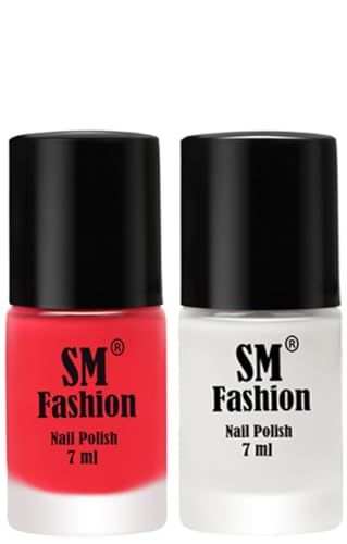 Image of Long Lasting Nail Polish | Nail Paint Combo 7 ml Each) - Set of 2 Rose Pink-White