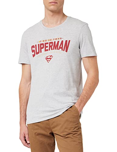 Superman MESUPMSTS100   Camiseta para Hombre, Color Gris Melange, S