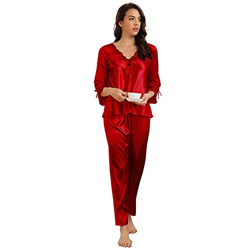 Ensemble de pyjamas en satin pour femmes élégance soie artificielle et dentelle de nuit