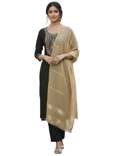 Image of GRECIILOOKS Kurta Sets for Woman | Kurti Set | Women's 3 Piece Dupatta Set | Silk Cotton Kurta Sets for Woman | Elegant Suit Set for Women Cotton | Women Kurta with Dupatta Cotton