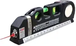 Nivel a laser 3 linhas com trena de 2,5 m e regua 4 em 1 para alinhamento profissional