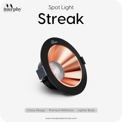 Image of Murphy 7W Streak LED Down Light BL+Copper Finish, Natural White Light, Round, Pack of 30, Recessed Ceiling LED Light, Suited for 3 inch Junction Box /Concealed Box (2 Years Warranty)