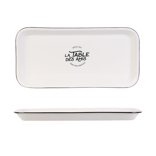 Cook Concept - Ka4597 - Plat de Service 34X16.5 cm Art de La Table Service Saladier Coupelle Verre Gres Porceaine Ceramique