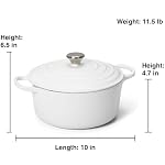 5QT Enameled Cast Iron Dutch Oven for Bread Baking with Lid, Sourdough Baking Supplies with Proofing Basket, Bread Making Tools Set, Heavy-Duty Cookware for Braising, Stews, Roasting White - Image 3