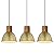 ELYONA 3 Pack Vintage Pendant Light Fixtures 8“ Solid Wood Hanging Lamp Adjustable Mid Century Metal Pendant Lighting for Kitchen Island Farmhouse Dining Living Room Bar Hallway, Brushed Brass