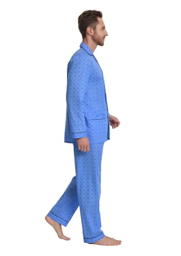 Image of GLOBAL Mens Pajamas Set, 100% Cotton Woven Drawstring Sleepwear Set with Top and Pants /Bottoms