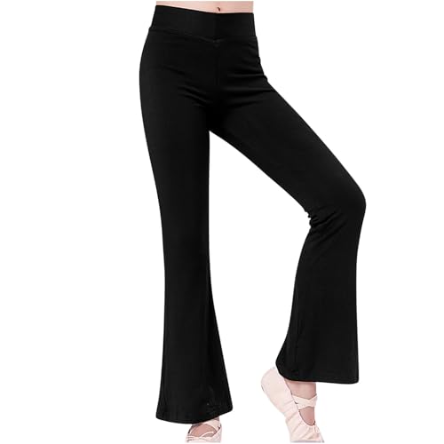 Teen Girls Preppy Flare Yoga Leggings Kids Solid High Waist Yoga Pants Elastic Dance Pants Petite Bootcuts Pants