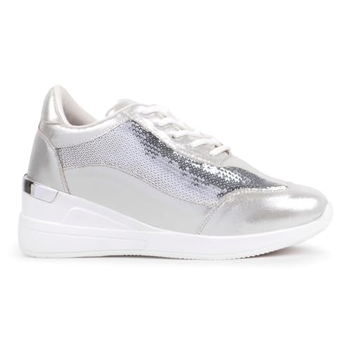 Image of Vendoz Women Wedding & Party Casual High Heel Sneakers I Cushioned Insole I Glittery & Embellished Bridal Wear I Lightweight and Stylish Shoes for Girls CNV7065