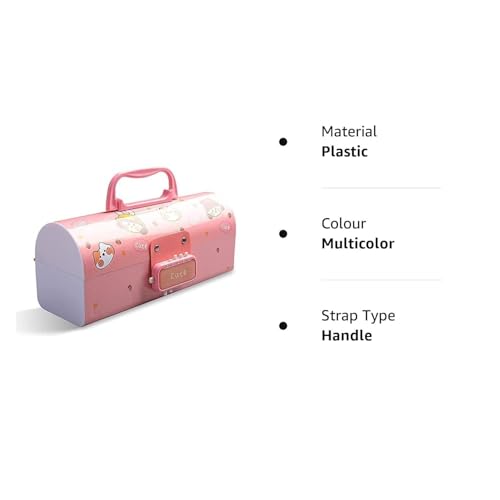 Image of WORSHIPER New Cartoon Theme Pencil Box with Push Pull Eraser Set for Kids | Suitcase Style Password Lock Stationery Organizer | School Supplies Gift Combo for Boys & Girls (Cute Pink + Eraser)