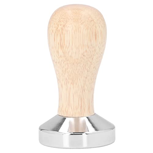 Coffee Tamper, 49mm Espresso Hand Press Espresso Coffee Tamper 49mm Stainless Steel Espresso Tamper with Wooden Handle Coffee Press Tool Flat Base Coffee Powder Press Hammer Espresso Tamper Tool
