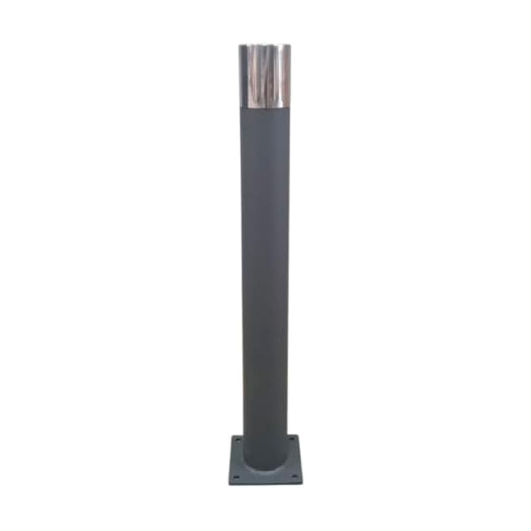 Pilona Ronda Ø 90 mm | Acabado Oxirón y Embellecedor Superior en Acero Inoxidable | Pilona Urbana de Seguridad para Delimitación y Control de Accesos | Altura 1000 mm | Base Atornillable