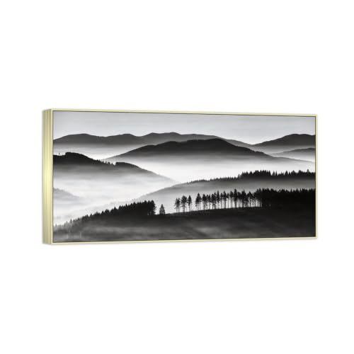 Tableau toile paysage montagne noir et blanc pour habiller un mur vide