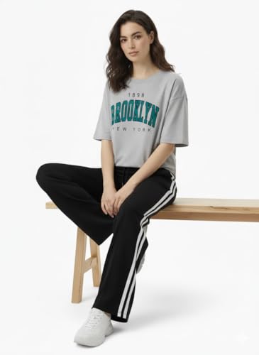 Image of EHA Women Co-ord Set for Girls | Stylish Two Piece Dress with Oversize Tshirt & High Waist Jogger|Trendy Cotton Blend Track Suit Set for Women | Casual /Travel & Lounge Wear Outfits