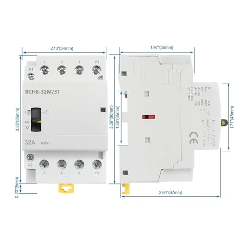 Contacteur CA manuel 4 pôles commande double 32A modulaire