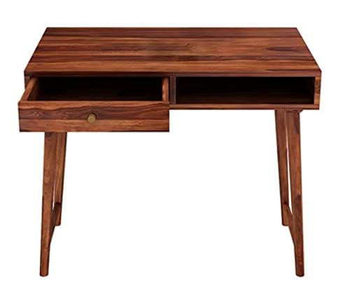 Image of Sheesham Wood Reading Writing Study Table Laptop Computer Workstation Desk for Home Office Students with Drawer Storage Desktop Counter Table (Brown Finish)
