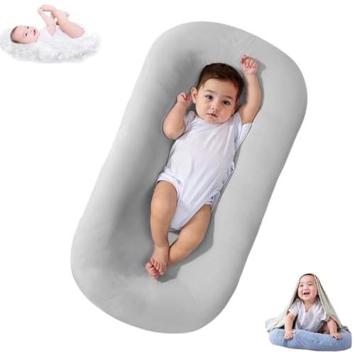 Image of DAOLUAN Baby Lounger Bionic Organic Lounger Soft Breathable Baby Lounger for Newborn Infant Babies 0-18 Months (Grey, OneSize)