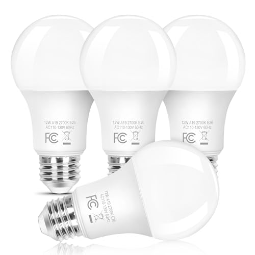 Brightever A19 LED Light Bulbs Dimmable, 100W Equivalent LED Bulbs, Energy Efficient 12W E26 Bulb, Soft White 2700K, 1100 Lumens, Lightbulbs for Bedroom Living Room Home Office, 4-Pack