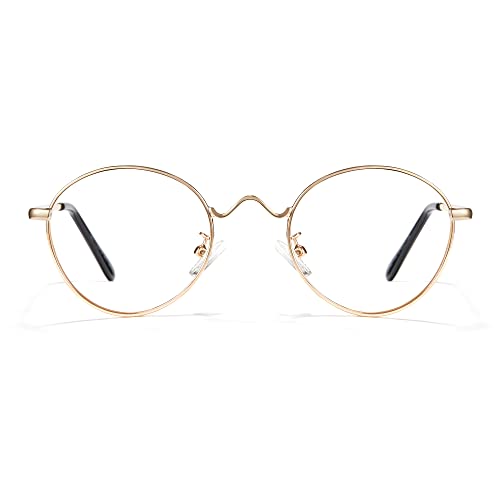 Image of Cyxus Blue Light Blocking Glasses Round Metal Frame Computer Glasses | Blue light blocking glasses featuring round metal frame, comfortable fit and versatile use for work, study and entertainment