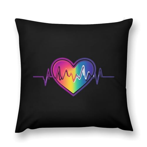 Heartbeat Rainbow Heart Plush Pillowcases Soft Cushion Cover Comfortable Pillow Covers for Home Decor