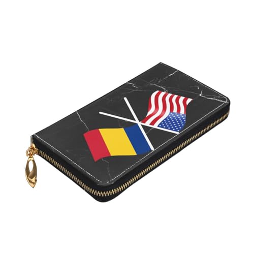 American And Romania Flag Wallet Card Bag4