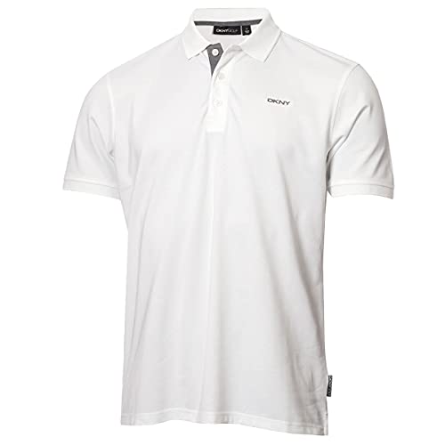 DKNY Mens Bronx Pique Polo Shirt - White - L