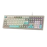 MechLands Aula S102 Membrane Gaming Keyboard with Number Pad, 100% Full Size Layout, USB-C Wired, RGB Backlit, Creamy Silicone Structure, Silent Keyboard for PC Game/Office (Grey)