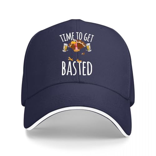HOROMKE Time to Get Basted Funny Beer Thanksgiving Turkey Gift Baseball Cap Size is: One Size Navy