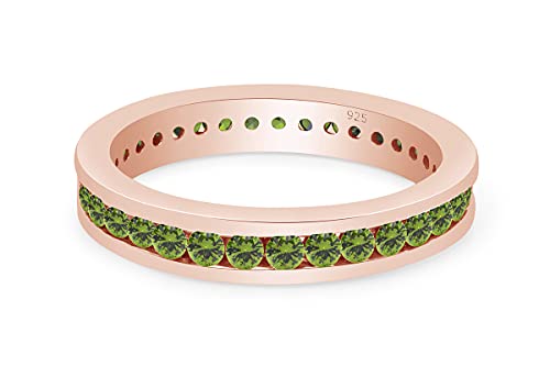 AFFY Round Shape Simulated CZ Full Eternity Band Ring in 14K Rose Gold Over Sterling Silver3