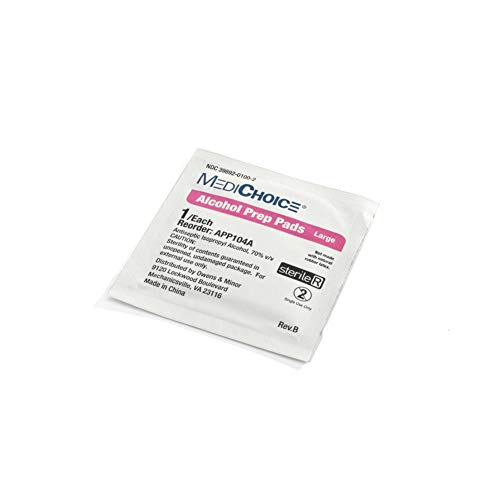 MediChoice Alcohol Prep Pads, 2-Ply Sterile, 7% Isopropyl Alcohol, Large, 1.75×3.5 Inch, 1314APP104A (Case of 1000)
