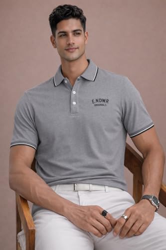 Image of ENDEAVOUR WEAR Men Men Short Sleeve Solid Cotton Rich Polo T Shirt | Collar Tshirts | Half Sleeves | Plain-Regular Fit