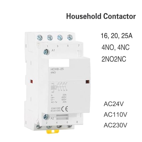Contacteur modulaire 4P 25A DC 24V type rail DIN HCH8-25 - 4