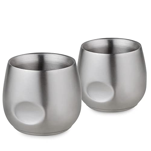 Tazas para Espresso, Chase Chic Tazas de Café Acero Inoxidable, 2 Pcs Vasos de Espresso de Doble Pared Metal, 180ml Tazas Cafe Espresso, para Barbacoa, Hogar, Oficina, Camping