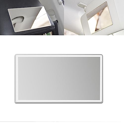 ZKFAR 1 PC Car Visor Mirrors Makeup Mirror, 5.9 x 3.14\" Square Portable Car Vanity Mirror, Visor Stainless Steel Vanity Mirror (Silver)