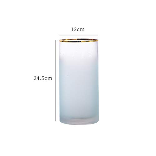 Cilindrische glazen vaas, Gradient Frosted decoratieve vaas Rose Flower tulpenvaas Shelf Desktop Vaas roze/blauw (Color : Blue, Size : 12 * 12 * 24.5CM) - Afbeelding 3