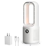 let'me Bladeless Desk Fan Small Quiet,5-Speed Bedside Table Fan with 3-Level Brightness Night Light, 72° Oscillation, 9-Hour Timer, Wired Power with Adapter,Fan for Bedroom Office Home,13x5 Incn