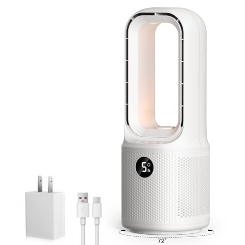let'me Bladeless Desk Fan Small Quiet,5-Speed Bedside Table Fan with 3-Level Brightness Night Light,...