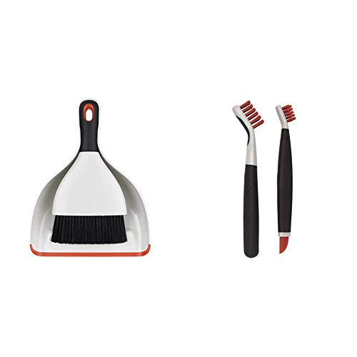 OXO Good Grips Dustpan and Brush Set - Black/White/Red & Good Grips Deep Clean Brush Set