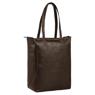 STILORD "Estella Borsa Pelle Donna Vera Pelle Vintage Grande – Elegante Borsa a Tracolla 16 Pollici Vera Pelle Tote Bag con Tasca Interna DIN A4 con Chiusura Zip Colore:zamora - marrone
