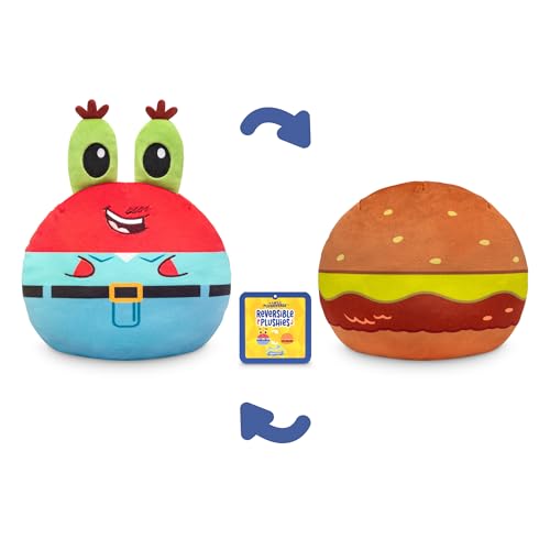 Image of TeeTurtle Reversible Spongebob Squarepants Mr Krabs 6-Inch Two-Sided Flip Plush Toy with Embroidered Details - Cute Mini Collectible Plush for Kids, Teens, and Adults