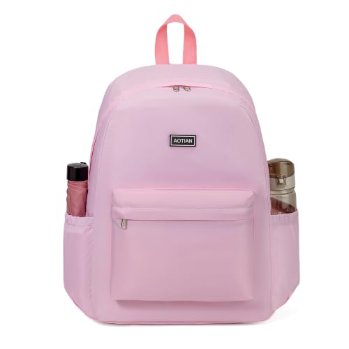Image of AOTIAN Durable 17-Inch Water-Resistant Nylon Backpack - Lightweight Daypack for Men & Women, Perfect for Travel, Camping & Outdoor Adventures, Pink