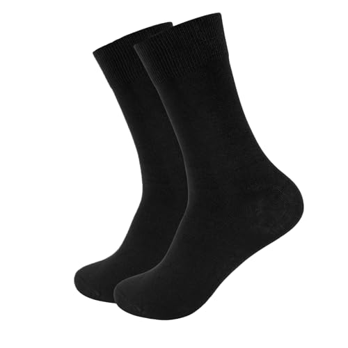 Men's Black Dress Socks Combed Cotton Thin Soft Lightweight Comfort Classic Bussiness Crew Socks for Men