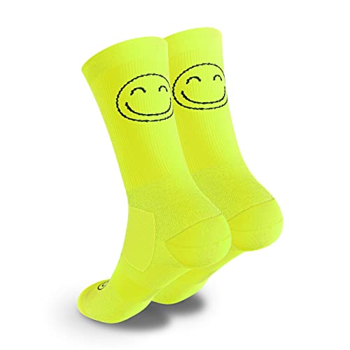 100 % technische Sportsocken, atmungsaktiv, wärmeregulierend, verstärkte Ferse und Zehenpartie, perfekt für Laufen, Crossfit, Radfahren, Fitnessstudio, Paddel, Gelb (Amarillo Fluor), 38-41