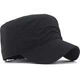 Rayna Fashion mens Quick Dry Cadet Army Waterproof Military Flat Top Baseball Dad Sun Outdoor Sports Cap, Black, X-Large