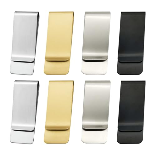 8-Pack Men's Stainless Steel Money Clip for Men - Secure Cash Clip with Slim Card Slots, Perfect Money Clips for Cash, Credit Cards, and Business Cards
