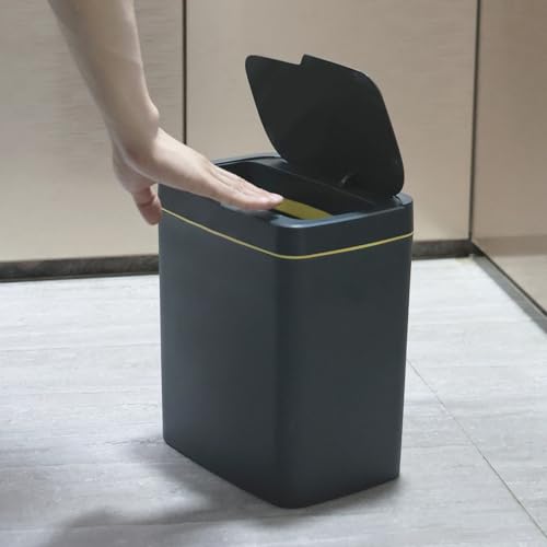 Image of Obstnny Motion Sensor Garbage Can with Automatic Lid, 15 L Plastic Touchless Trash Can, Green